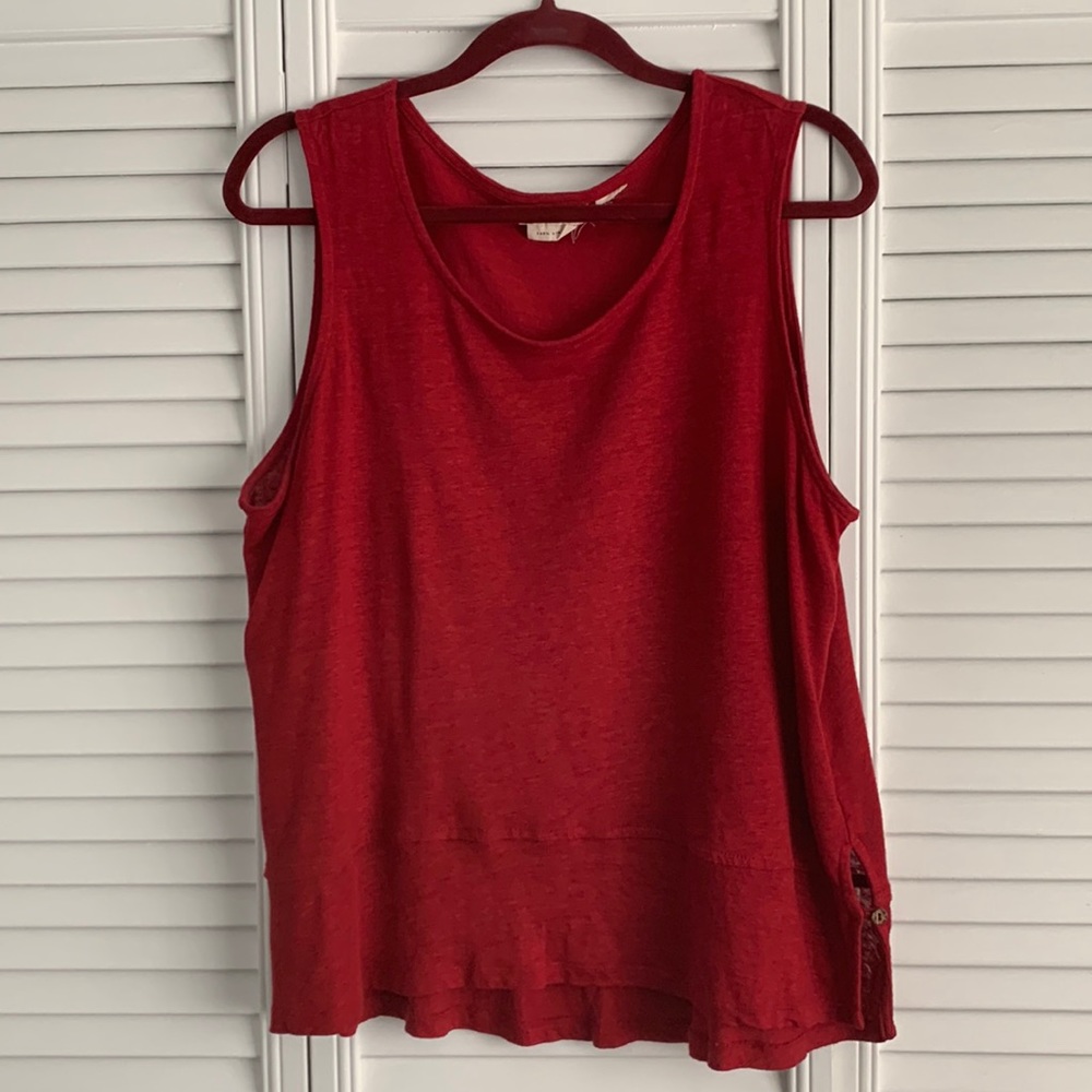 Christian Siriano linen red tank top